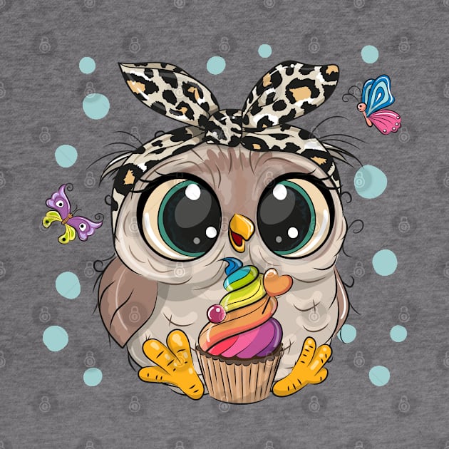 Cute owl with cupcake by Reginast777